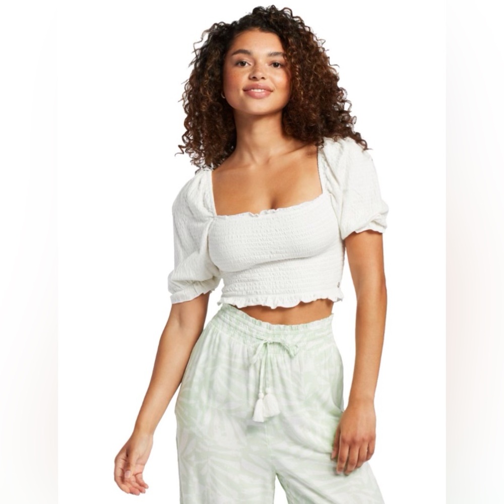 Roxy Sunset Walks Puff Sleeve Crop
